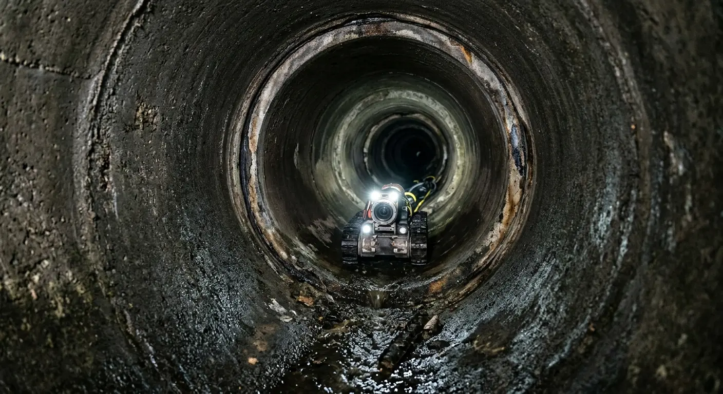 Robotic sewer camera inspecting pipe interior for Drain Snake Service in Durango